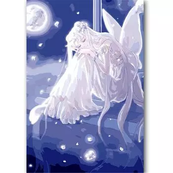 Полный 5D Diy Алмазная картина Лунный свет Эльф Девушка Алмазная вышивка Полный набор аниме Наборы для вышивки крестом Домашний декор Подарок ручной работы Round 20x30cm