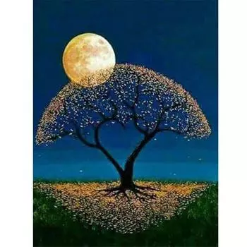 Полный 5D Diy Алмазная картина Лунный свет Бог Дерево Вышивка Крестом Домашний декор Подарок ручной работы 25x30cm