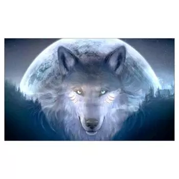 Полный 5D Diy Алмазная картина Лунный волк Вышивка крестом Домашний декор Ручной подарок Подарок 25x30cm