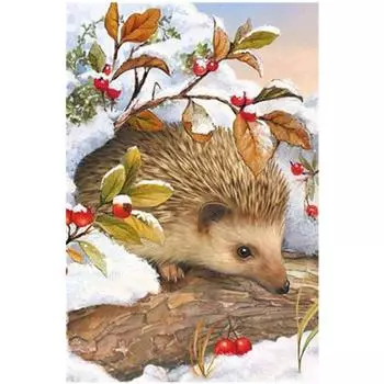 Полный 5D Diy Алмазная картина Маленький ёжик зимой вышивка крестиком Домашний декор Подарок ручной работы 25x30cm