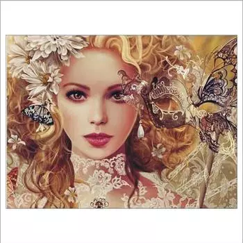 Полный 5D Diy Алмазная картина Маска Женщина Алмазная вышивка Полный вышивки крестом Домашний декор Подарок ручной работы 20x30cm