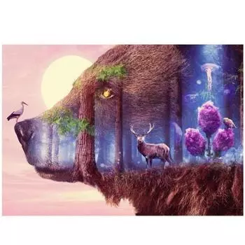 Полный 5D Diy Алмазная картина Медведь Лес Алмазная вышивка Наборы для вышивки крестом Домашний декор Подарок ручной работы Round 20x30cm