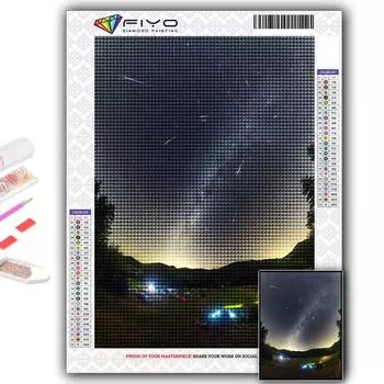 Полный 5D Diy Алмазная картина Метеоритный дождь 5D Алмазная картина Full Round 20X30CM