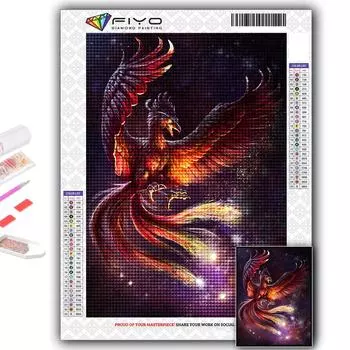 Полный 5D Diy Алмазная картина Мифический зверь Феникс 5D Алмазная картина Full Round 20X30CM