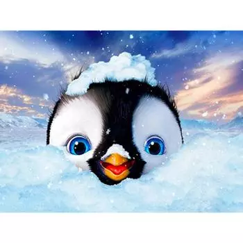 Полный 5D Diy Алмазная картина Милая голова пингвина Олень Вышивка Крестом Домашний декор Подарок ручной работы 25x30cm
