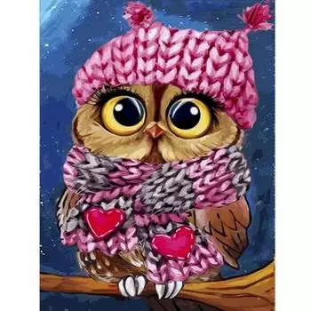 Полный 5D DIY Алмазная картина Милая маленькая Сова Алмазная вышивка Мозаика Наборы вышивки крестом Домашний декор Подарки ручной работы Round 20x30cm