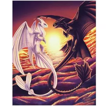 Полный 5D Diy Алмазная картина Милая пара Дракон Алмазная вышивка Крестом Домашний декор Ручная работа 25x30cm