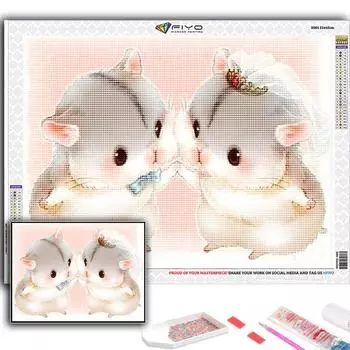 Полный 5D Diy Алмазная картина Милые маленькие животные Кошка, собака, Панда 5D Алмазная картина Full Round 20X30CM