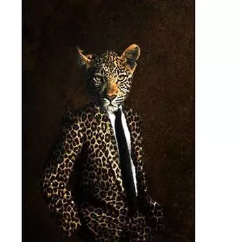Полный 5D Diy Алмазная картина Мистер Леопард Алмазная вышивка Полный лежал вышивка крестом Домашний декор Подарок ручной работы 20x30cm