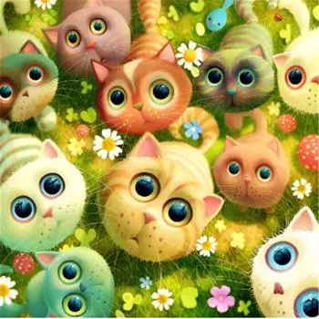 Полный 5D Diy Алмазная картина Многие мультфильмы кошки Вышивка крестом Домашний декор Ручной подарок 25x25cm