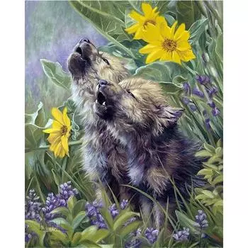 Полный 5D Diy Алмазная картина Молодой волк Пейзаж Вышивка Крестом Домашний Декор Ручной подарок 25x30cm