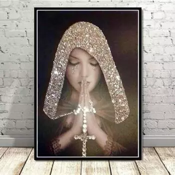 Полный 5D Diy Алмазная картина Молящаяся девушка Алмазная вышивка Наборы для вышивки крестом Домашний декор Подарки ручной работы 20x30cm