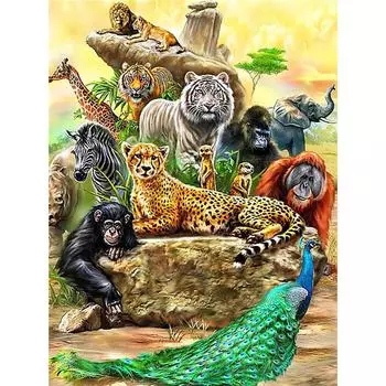 Полный 5D Diy Алмазная картина Мультфильм Животный мир Мозаика Вышивка Крестом Домашний декор Ручная работа 25x30cm
