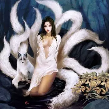 Полный 5D Diy Алмазная картина Мультфильм Девятихвостая лиса Вышивка Крестом Домашний декор Ручная работа 25x25cm