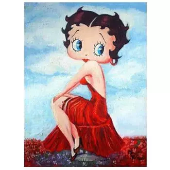 Полный 5D Diy Алмазная картина Мультфильм девушка в красном платье Вышивка крестиком Домашний декор ручной работы 25x30cm