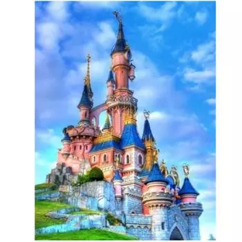 Полный 5D Diy Алмазная картина Мультфильм замок Пейзаж Вышивка Крестом Домашний Декор Ручная работа 25x30cm