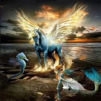 Полный 5D Diy Алмазная картина Мультфильм Пегас Мозаика Вышивка Крестом Домашний Декор Ручной Подарок 25x25cm