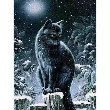 Полный 5D Diy Алмазная картина Мультфильм Черный Кот Алмазная вышивка Крестом Домашний Декор Подарок ручной работы 20x30cm