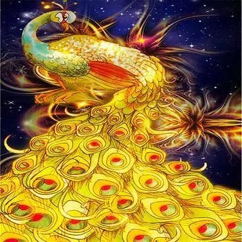 Полный 5D Diy Алмазная картина Мультфильм животных Павлин Вышивка Крестом Домашний декор Ручная работа 25x25cm