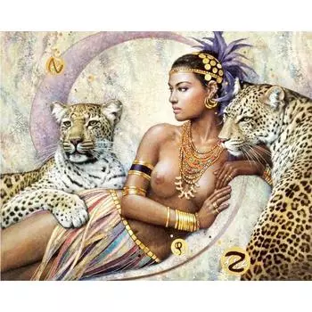 Полный 5D Diy Алмазная картина Мультфильм Женщина и Леопард Вышивка Крестом Домашний Декор Ручная работа 25x30cm