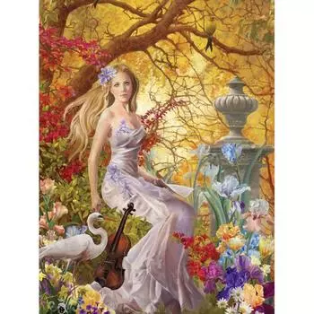 Полный 5D Diy Алмазная картина Мультфильм Женщина Алмазная вышивка Крестом Домашний декор Ручной подарок Подарок 25x30cm