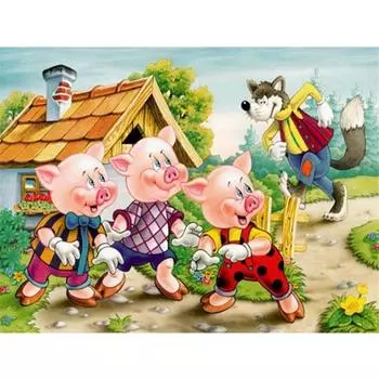 Полный 5D Diy Алмазная картина Мультфильм волк со свиньей Вышивка крестом Домашний декор Подарок ручной работы 25x30cm