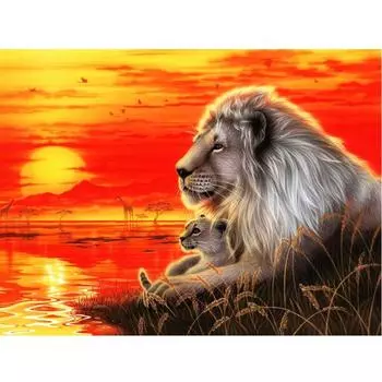 Полный 5D Diy Алмазная картина Мультфильм животных Король Лев Вышивка Крестом Домашний Декор Ручная работа 25x30cm