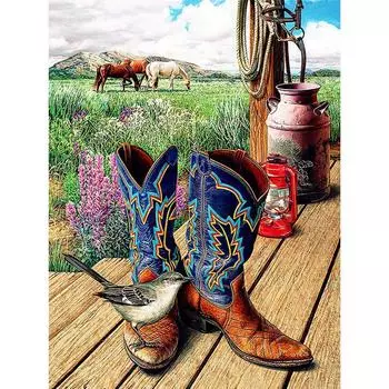 Полный 5D Diy Алмазная картина Мультфильм Ферма Обувь Вышивка Крестом Домашний Декор Ручной Подарок 25x30cm