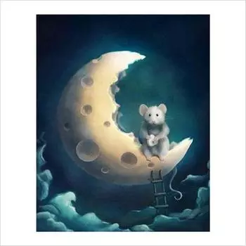 Полный 5D Diy Алмазная картина Мультфильм Луна Дрель Вышивка Крестом Домашний Декор Ручной Подарок 25x30cm