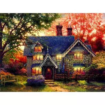 Полный 5D Diy Алмазная картина Мультфильм Пейзаж Дом Вышивка Крестом Домашний Декор Ручной Работы 25x30cm