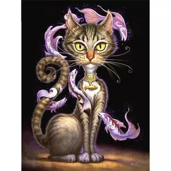 Полный 5D Diy Алмазная картина Мультфильм животных Кошка Мозаика Вышивка Крестом Домашний декор Ручная работа 25x30cm