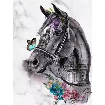 Полный 5D Diy Алмазная картина Мультфильм животных Лошадь Мозаика Вышивка Крестом Домашний декор Ручная работа 25x30cm