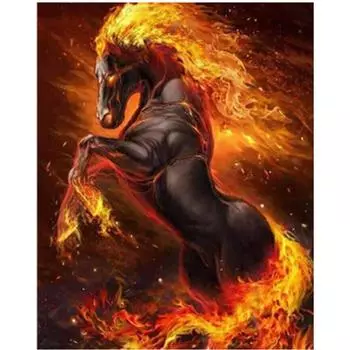 Полный 5D Diy Алмазная картина Мультфильм Огненная лошадь Алмазная вышивка Крестом Домашний декор Ручная работа 25x30cm
