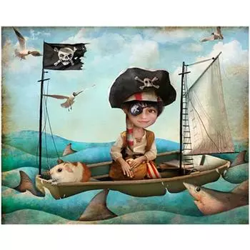 Полный 5D Diy Алмазная картина мультфильм пират ребенок вышивка крестом домашний декор подарок ручной работы 25x30cm