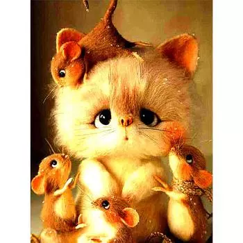 Полный 5D Diy Алмазная картина Мультфильм животных Кошка Алмазная вышивка Крестом Домашний декор Подарок ручной работы 20x30cm