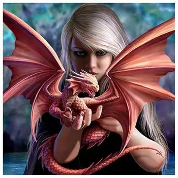 Полный 5D Diy Алмазная картина Мультфильм дракон девушка Вышивка крестиком Домашний декор Подарок ручной работы 25x25cm