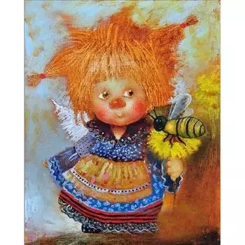 Полный 5D Diy Алмазная картина Мультфильм пчела Девушка Вышивка Крестом Домашний Декор Ручной Подарок 25x30cm