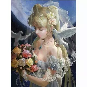Полный 5D Diy Алмазная картина Мультфильм Красивая девушка Мозаика Вышивка Крестом Домашний декор Ручная работа 25x30cm