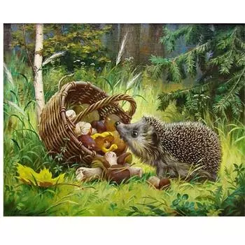 Полный 5D Diy Алмазная картина Мультфильм животных Ежик Вышивка Крестом Домашний декор Ручная работа 25x30cm