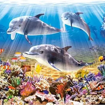 Полный 5D Diy Алмазная картина Мультфильм Дельфин Алмазная вышивка Крест Стежок Главная Декор Ручная работа 25x25cm