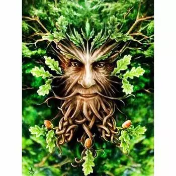 Полный 5D Diy Алмазная картина Мультфильм Бог Дерево Вышивка Крестом Домашний Декор Ручной Подарок 25x30cm