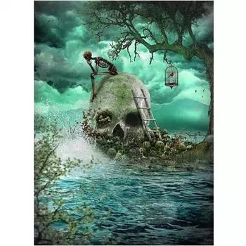 Полный 5D Diy Алмазная картина Мультфильм Скелет Мозаика Вышивка Крестом Домашний Декор Ручной Работы 25x30cm