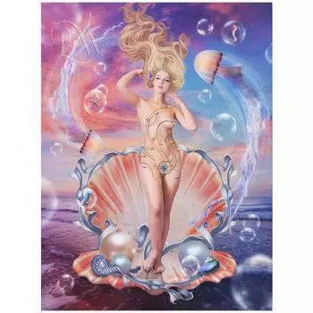 Полный 5D Diy Алмазная картина Мультфильм ракушка Девушка Алмазная вышивка Крестом Домашний декор Подарок ручной работы 25x30cm
