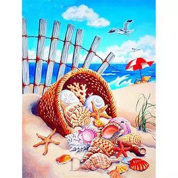 Полный 5D Diy Алмазная картина Мультфильм Морская ракушка Мозаика Вышивка Крестом Домашний Декор Ручная работа 25x30cm