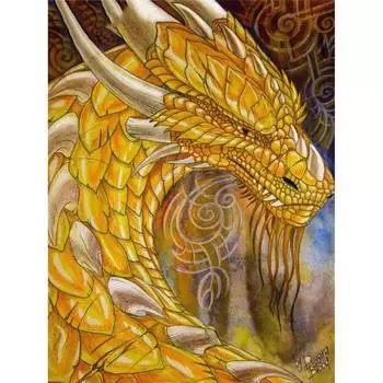 Полный 5D Diy Алмазная картина Мультфильм Золотой Дракон Вышивка Крестом Домашний Декор Ручной Работы 25x30cm