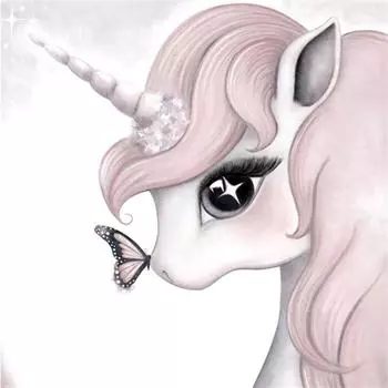 Полный 5D Diy Алмазная картина мультфильм Эскиз Единорог Вышивка Крестом Домашний Декор Ручной Подарок 25x25cm