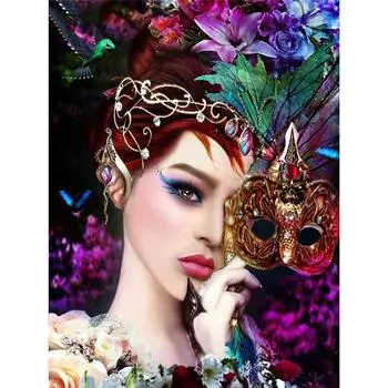 Полный 5D Diy Алмазная картина Мультфильм Женщина Маска Мозаика Вышивка Крестом Домашний Декор Ручной Работы 25x30cm