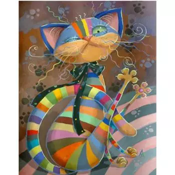 Полный 5D Diy Алмазная картина Мультфильм Кот Вышивка Крестом Домашний Декор Ручной Подарок 20X25CM