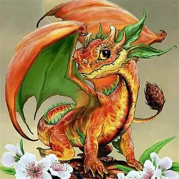 Полный 5D Diy Алмазная картина Мультфильм Маленький Дракон Вышивка Крестом Домашний Декор Ручной Подарок 25x25cm