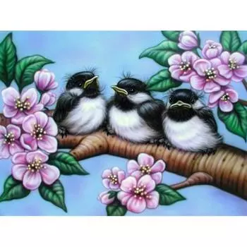 Полный 5D Diy Алмазная картина Мультфильм Птицы и Цветы Вышивка Крестом Домашний Декор Подарок ручной работы 25x30cm